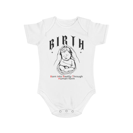 B.I.R.T.H. (Born Into Reality Through Human-Form) Announcement Baby Bodysuit, Infant Gift, Newborn Outfit, Baby Shower Gift, Cute Baby Clothing