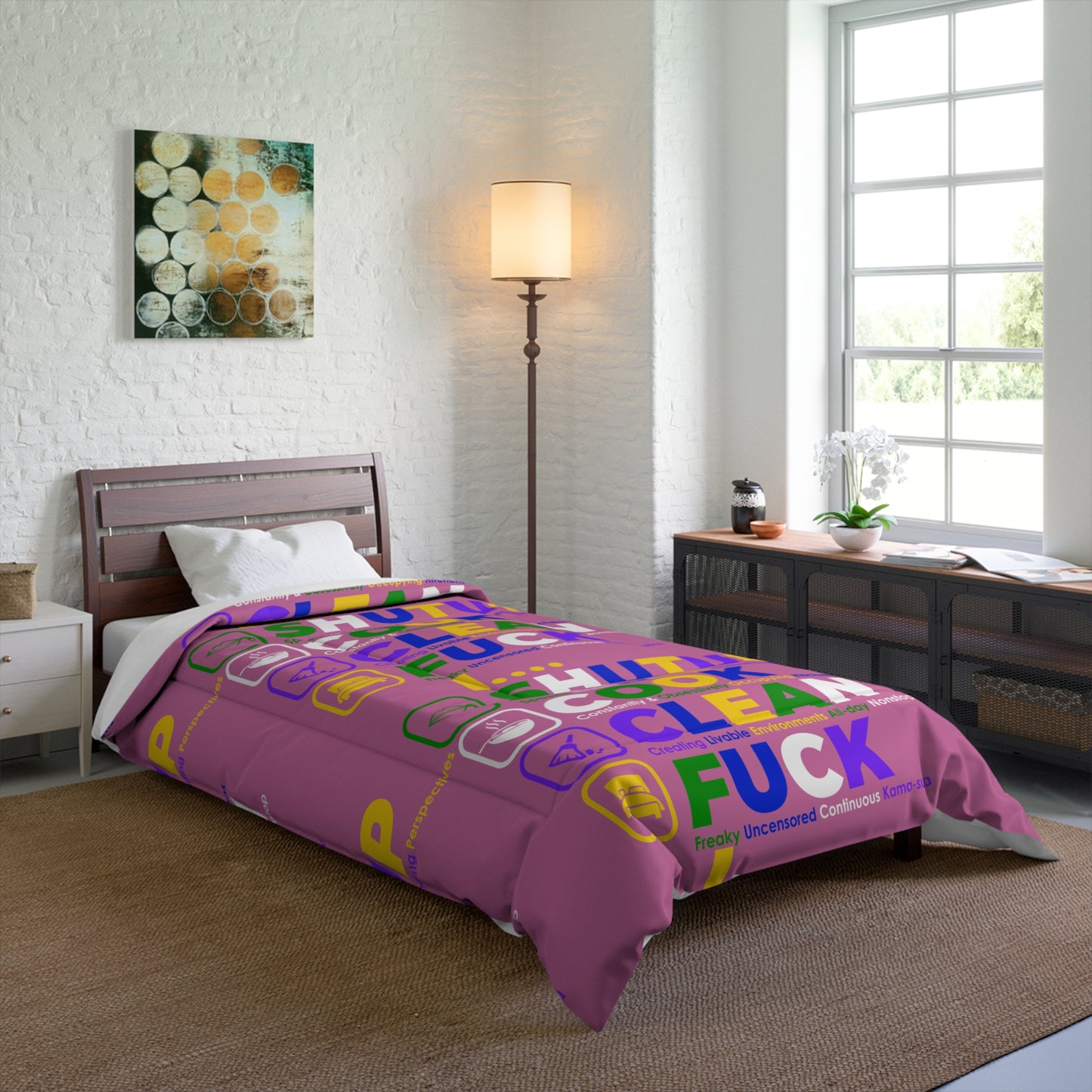 SHUT UP COOK CLEAN FUCK Comforter, Fun Bedding, Bedroom Decor, Unique Gift, Quirky Home Accessory, Holiday Present, Relaxing Atmosphere