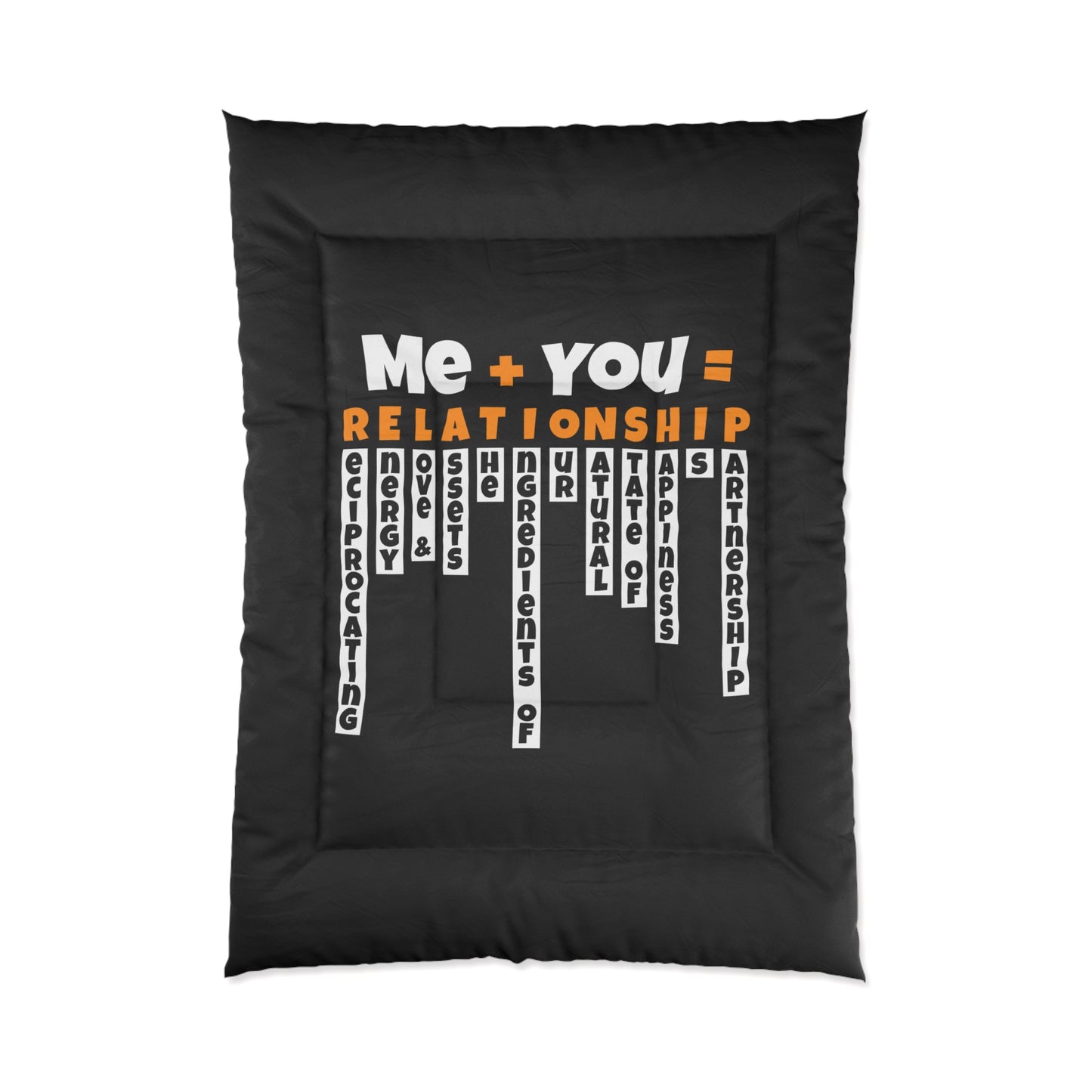 Cozy Relationship Comforter, Black Comforter for Couples, Love Themed Bedding, Valentine’s Day Gift, Romantic Bedroom Decor