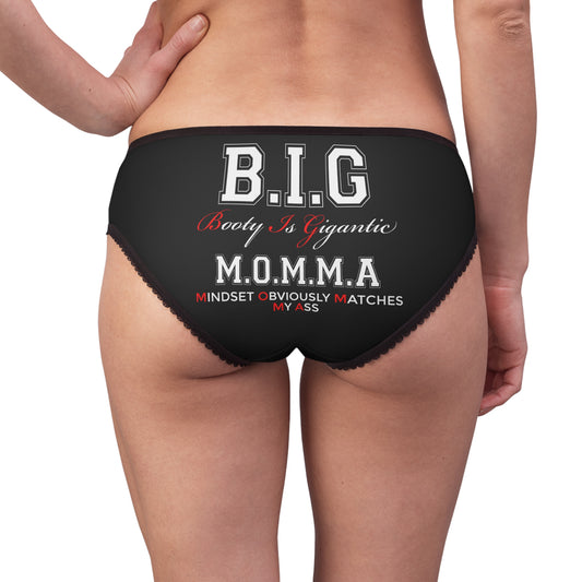 Women's Briefs — B.I.G M.O.M.M.A. Printed Lace-Trim Bikini Panties (Funny Slogan)