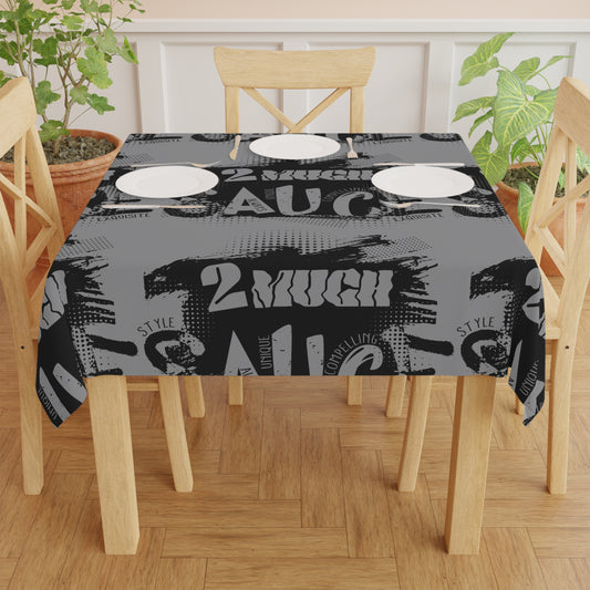 Graffiti '2 Much Sauce' Black & Gray Tablecloth — Urban Street Art Table Cover