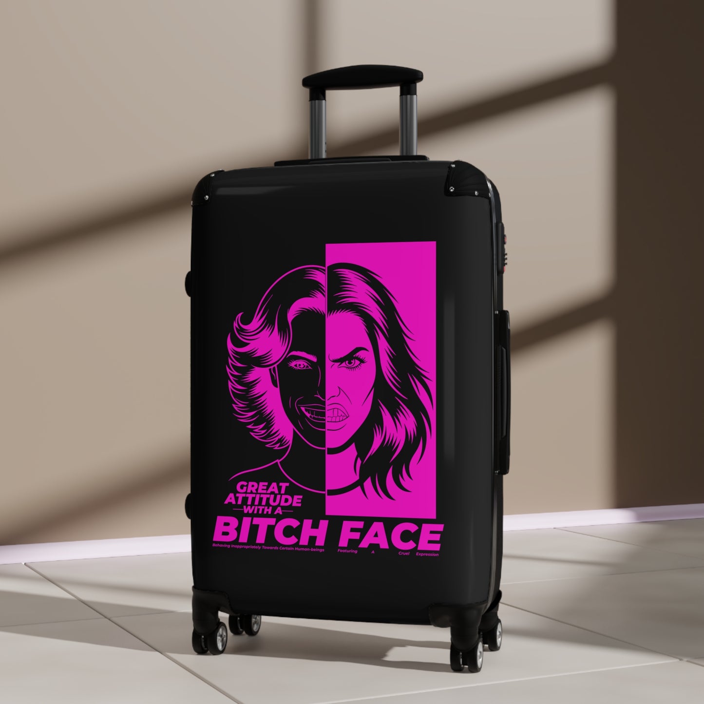 B.I.T.C.H. Face, Great Attitude Bitch Face Suitcase, Travel Bag, Fashionable Travel Gear, Unique Gift for Her