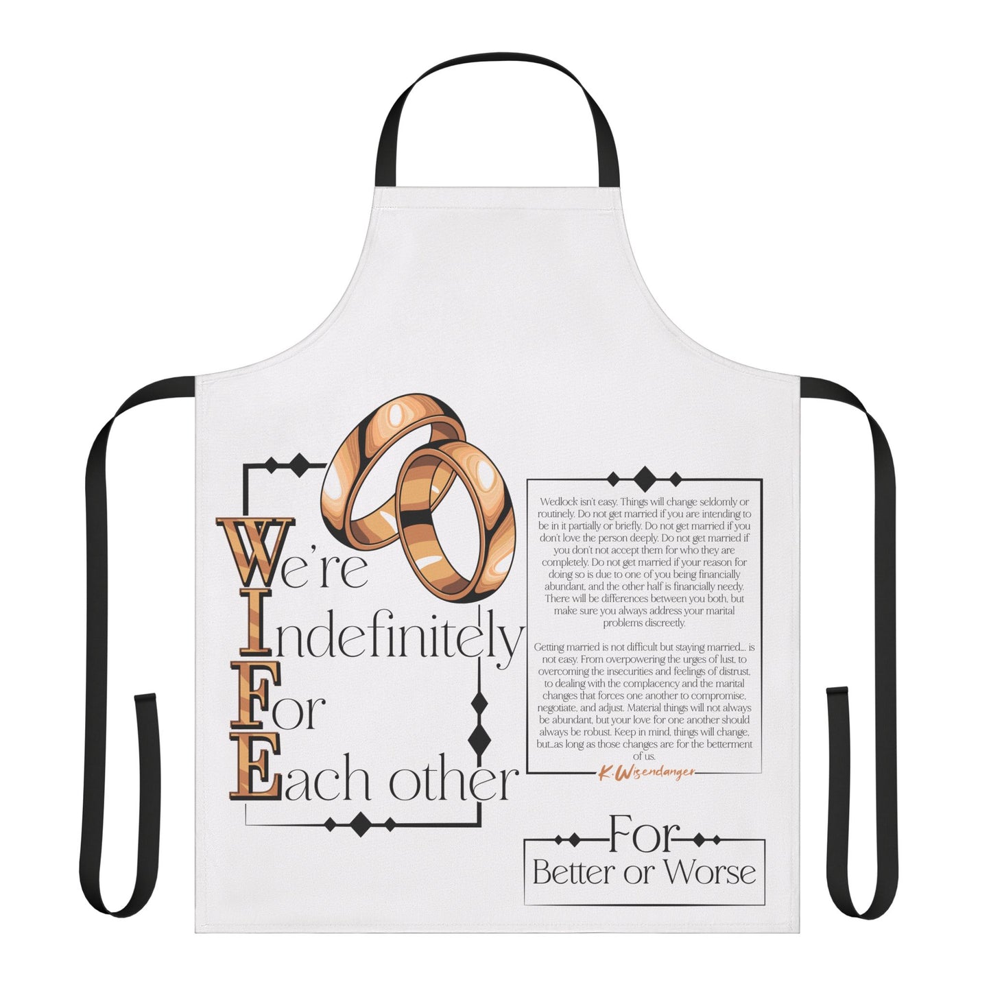 PREMIUM Wedding Vows Apron — “We're Indefinitely For Each Other” Chef Apron (Better or Worse)