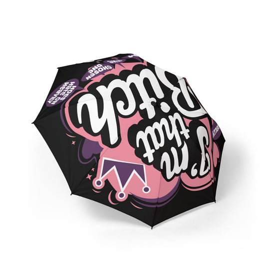 Foldable Umbrella — "I’m That Bitch" Pink Heart Rain Parasol