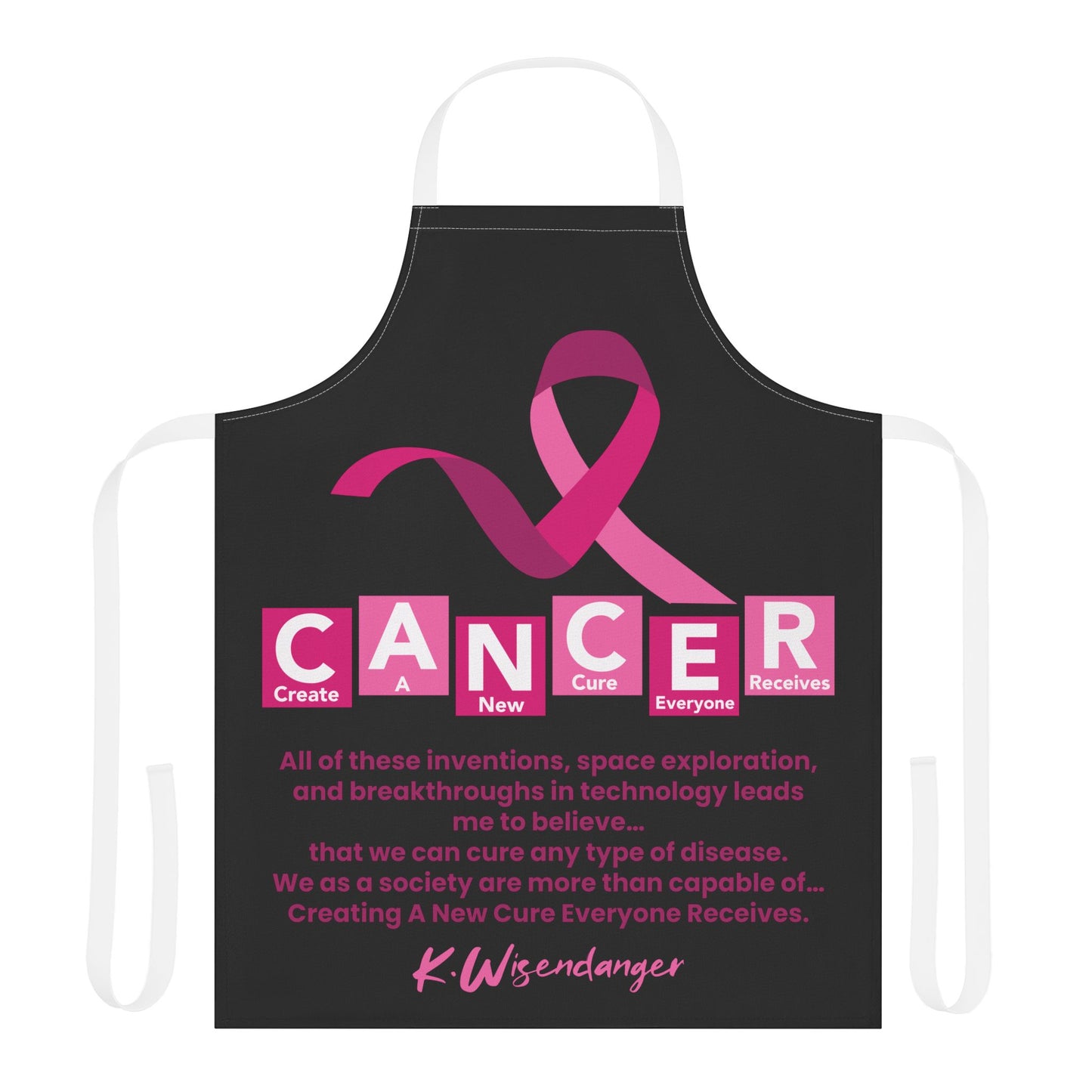 Breast Cancer Awareness Apron — 'CANCER' Ribbon Quote Chef Apron