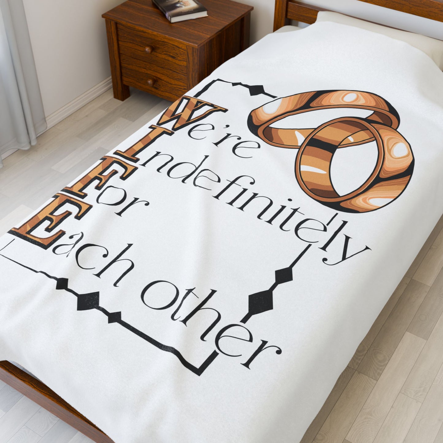 W.I.F.E. Cozy Velveteen Plush Blanket for Wives - Perfect Wedding Gift, Anniversary Present, Home Decor, Soft Throw, Gift for Her