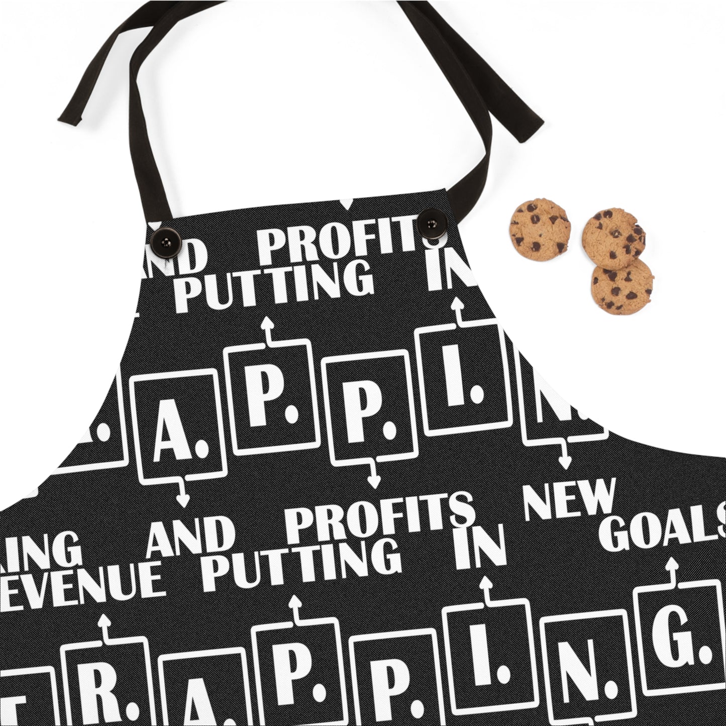 Trapping Apron – Black Graphic Cooking Apron with 'Trapping' Typography