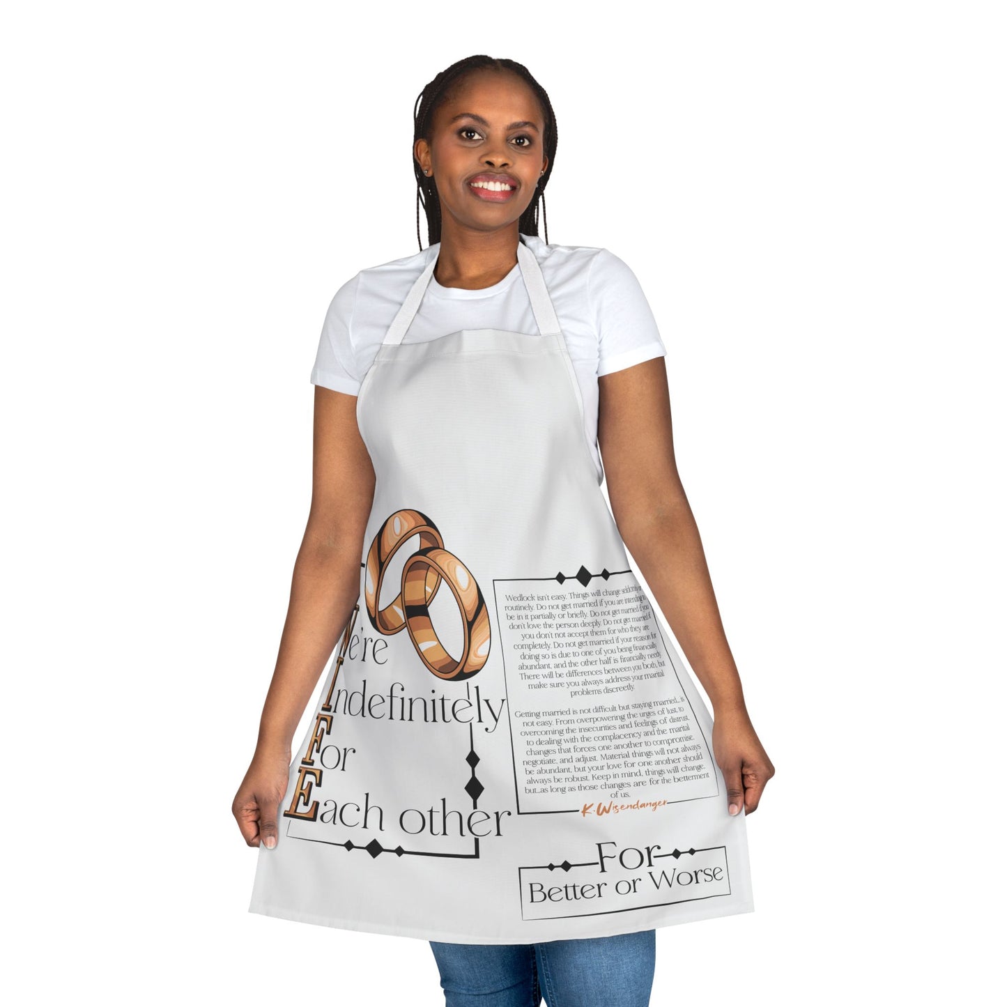 PREMIUM Wedding Vows Apron — “We're Indefinitely For Each Other” Chef Apron (Better or Worse)