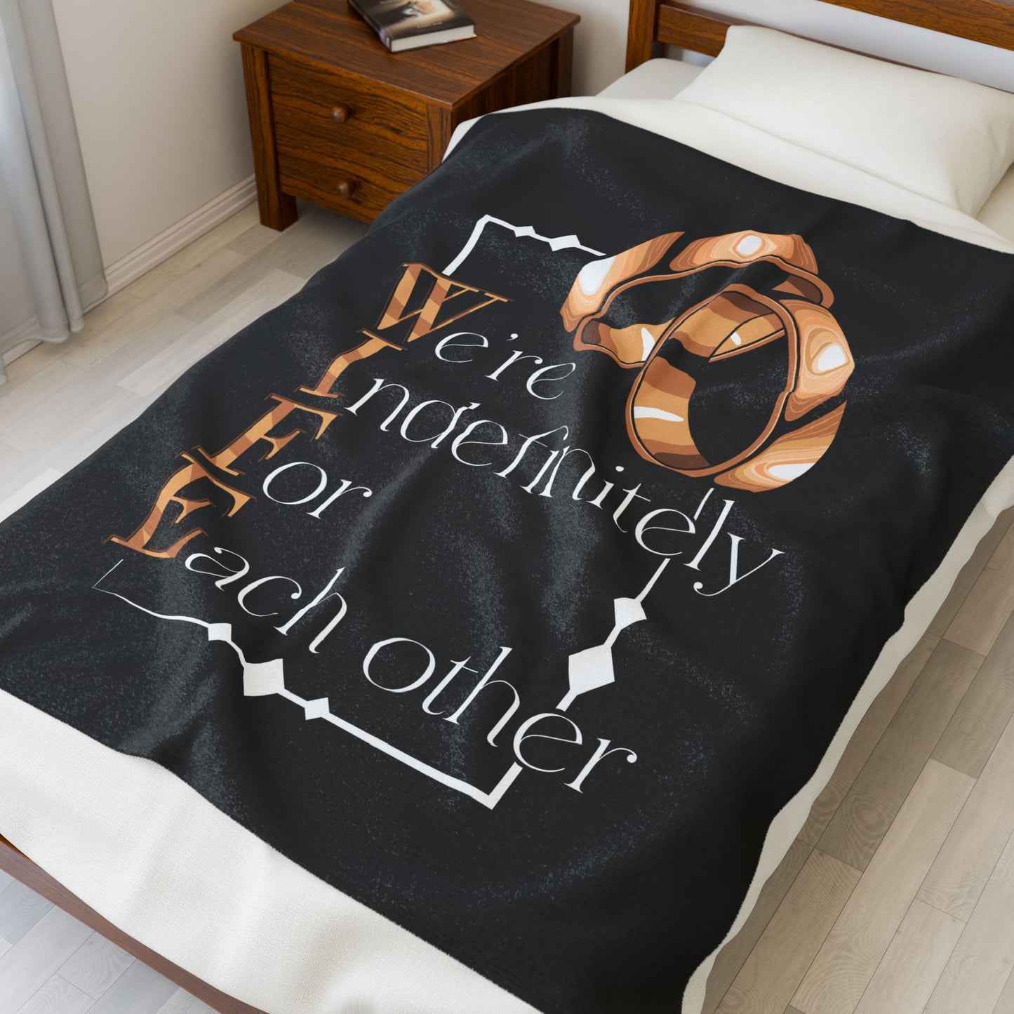 W.I.F.E. Romantic Velveteen Plush Blanket for Couples, Perfect Wedding Gift, Cozy Throw, Anniversary, Home Decor, Snuggle Up Together