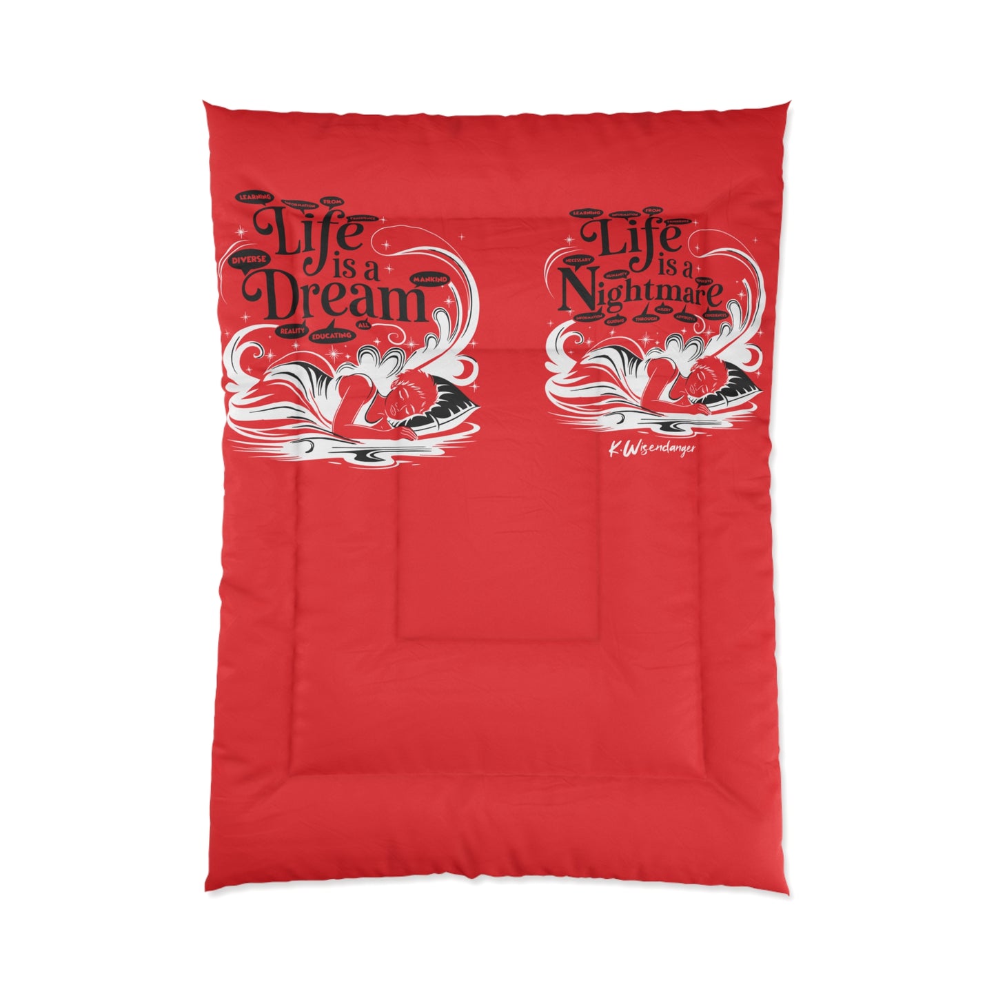 Life Is A Dream Comforter - Cozy Bedding, Fun Bedroom Decor, Unique Gift for Teens, Playful Sleep Essentials, Red Comforter Set