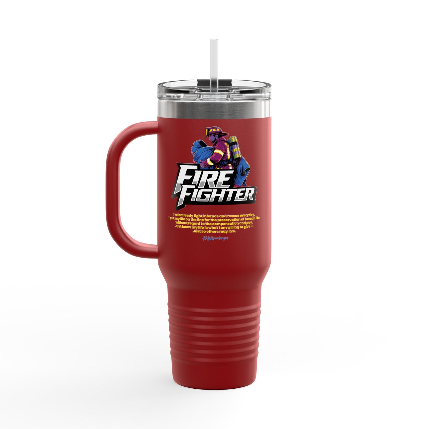 Firefighter Insulated Travel Mug - 40oz, Hot Beverage Cup, Personalized Gift for Firefighters, Camping Mug, Unique Firefighter Gift