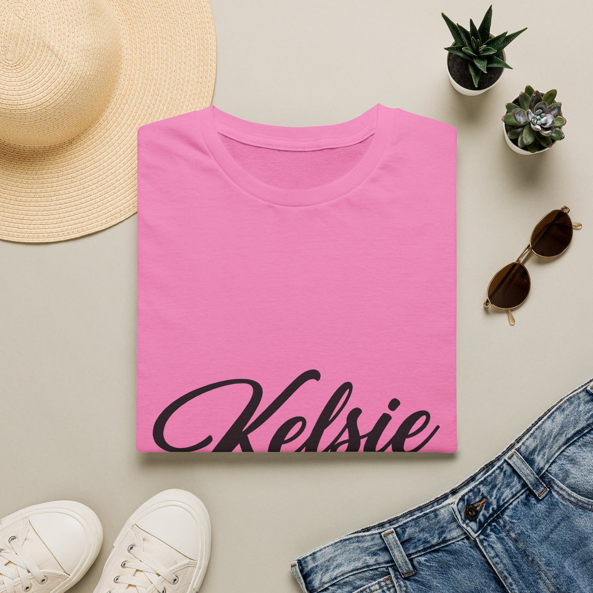 Kelsie Personalized Name T-Shirt — Script Monogram Tee
