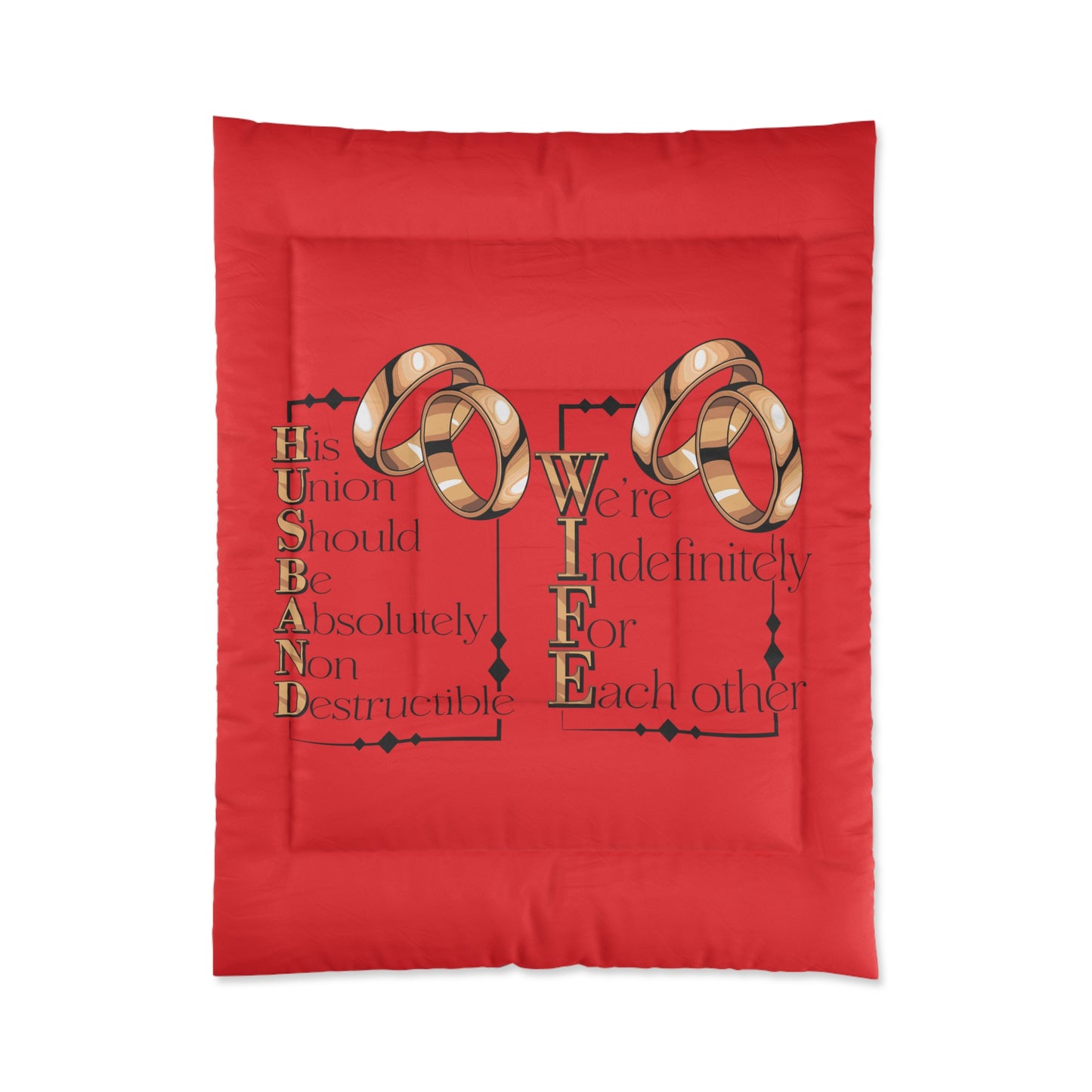 H.U.S.B.A.N.D. W.I.F.E. Couples Comforter, Indefinitely Together Bedding, Wedding Gift, Home Decor, Cozy Sleep, Anniversary Celebration