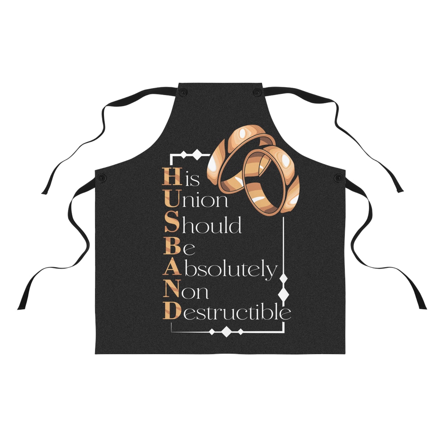 Apron — "HUSBAND: His Union Should Be Absolutely Non Destructible" Wedding Rings Apron