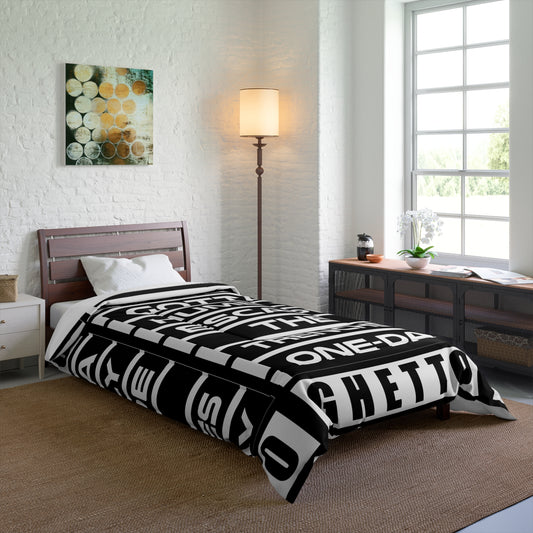 G.H.E.T.T.O. Urban Poetry Comforter - Inspirational Home Decor, Modern Bedding, Black and White Cozy Blanket, Motivational Gift for Dreamers, Hip [...]