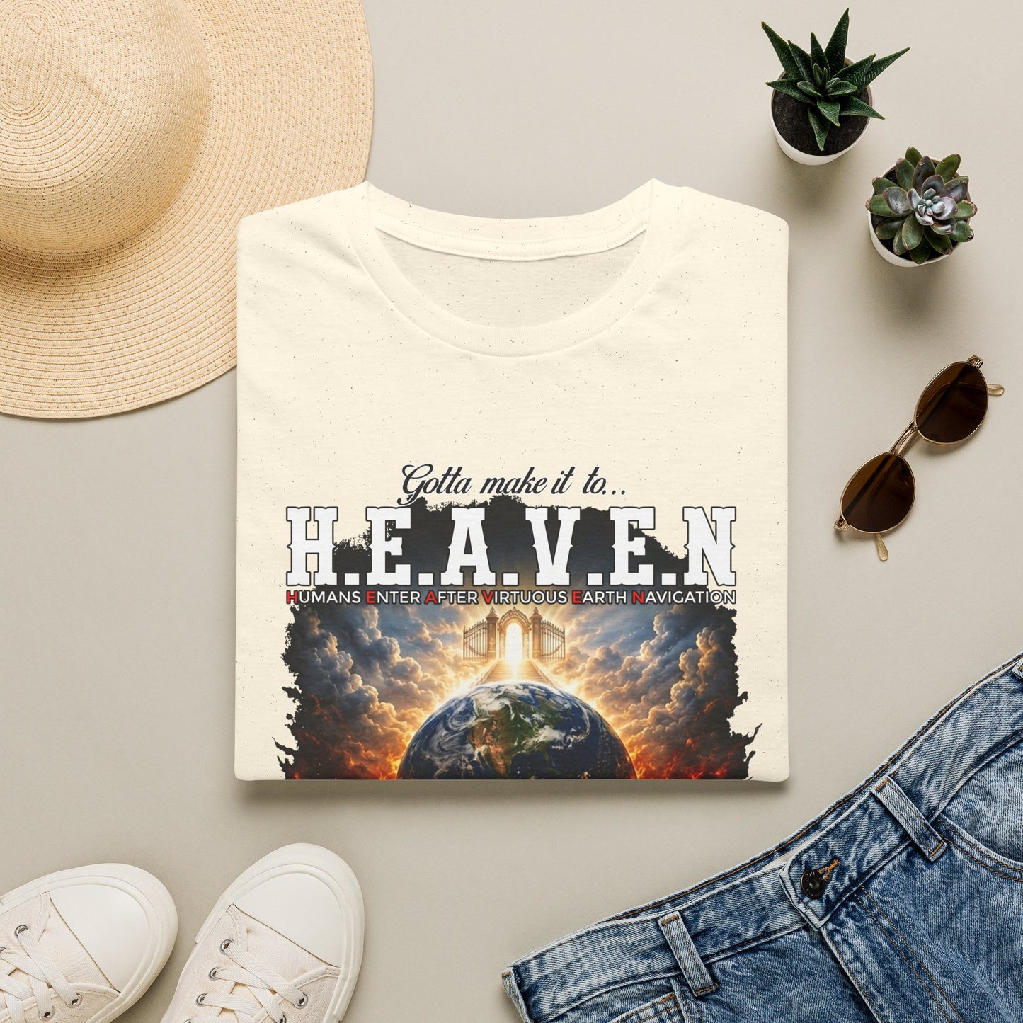 Heaven vs. Hell Graphic T-Shirt — 'Gotta Make It to Heaven' Earth Design