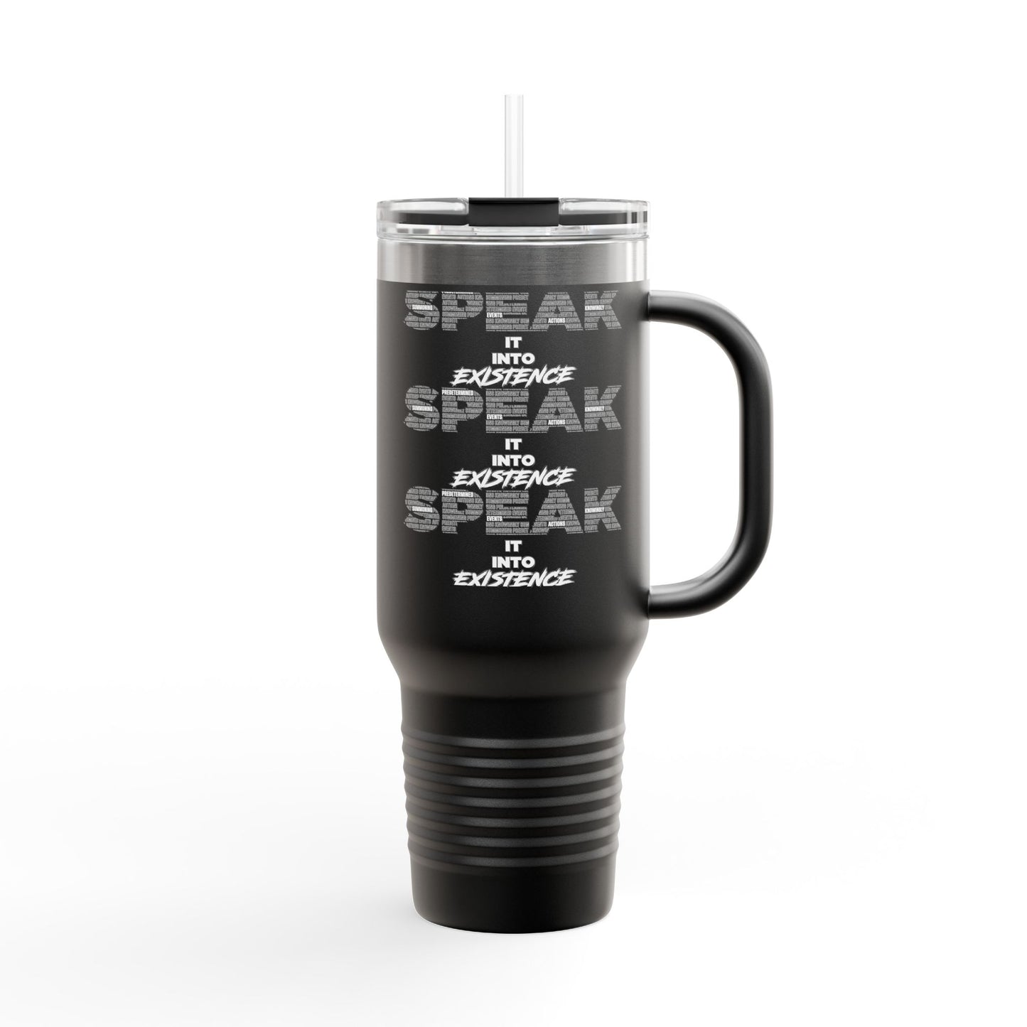 S.P.E.A.K. It Into Existence Stylish Insulated Travel Mug - 40oz, Trendy Coffee Tumbler for On-the-Go, Perfect for Road Trips