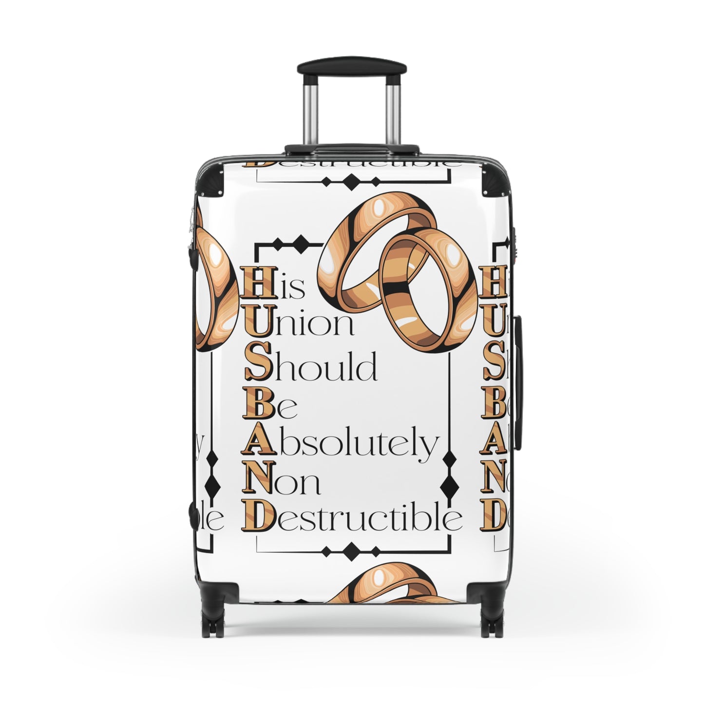 H.U.S.B.A.N.D.Personalized Travel Suitcase with Inspirational Wedding Design - Perfect for Newlyweds, Honeymoon, Anniversary Gifts, Wedding Travel