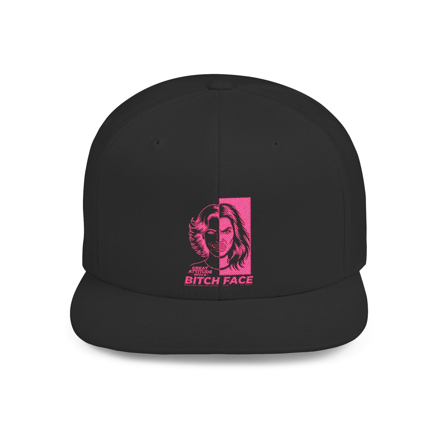 B.I.T.C.H. F.A.C.E. Flat Bill Snapback Hat | Trendy Hat for Bold Statement, Unique Fashion Headwear