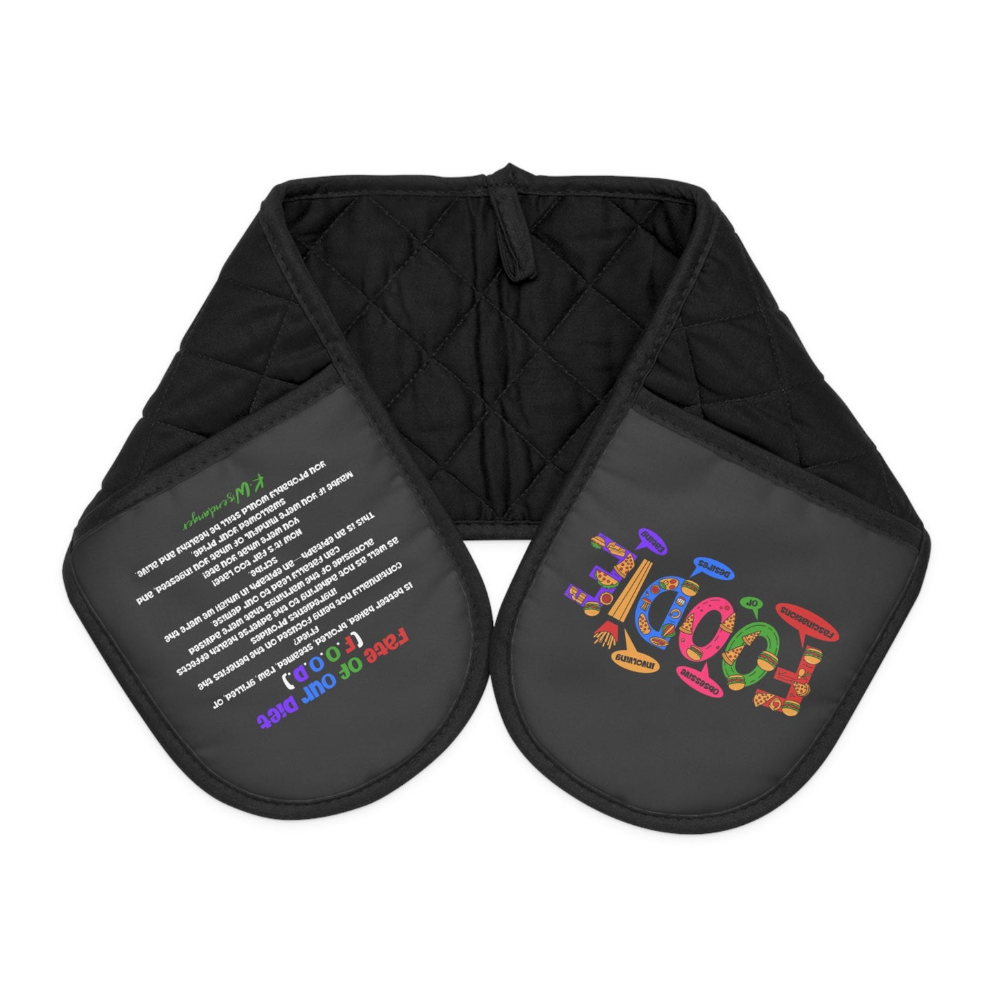 F.O.O.D.I.E. Double Oven Mitt Strap — Quilted Heat-Resistant Handle Cover for Pots & Trays