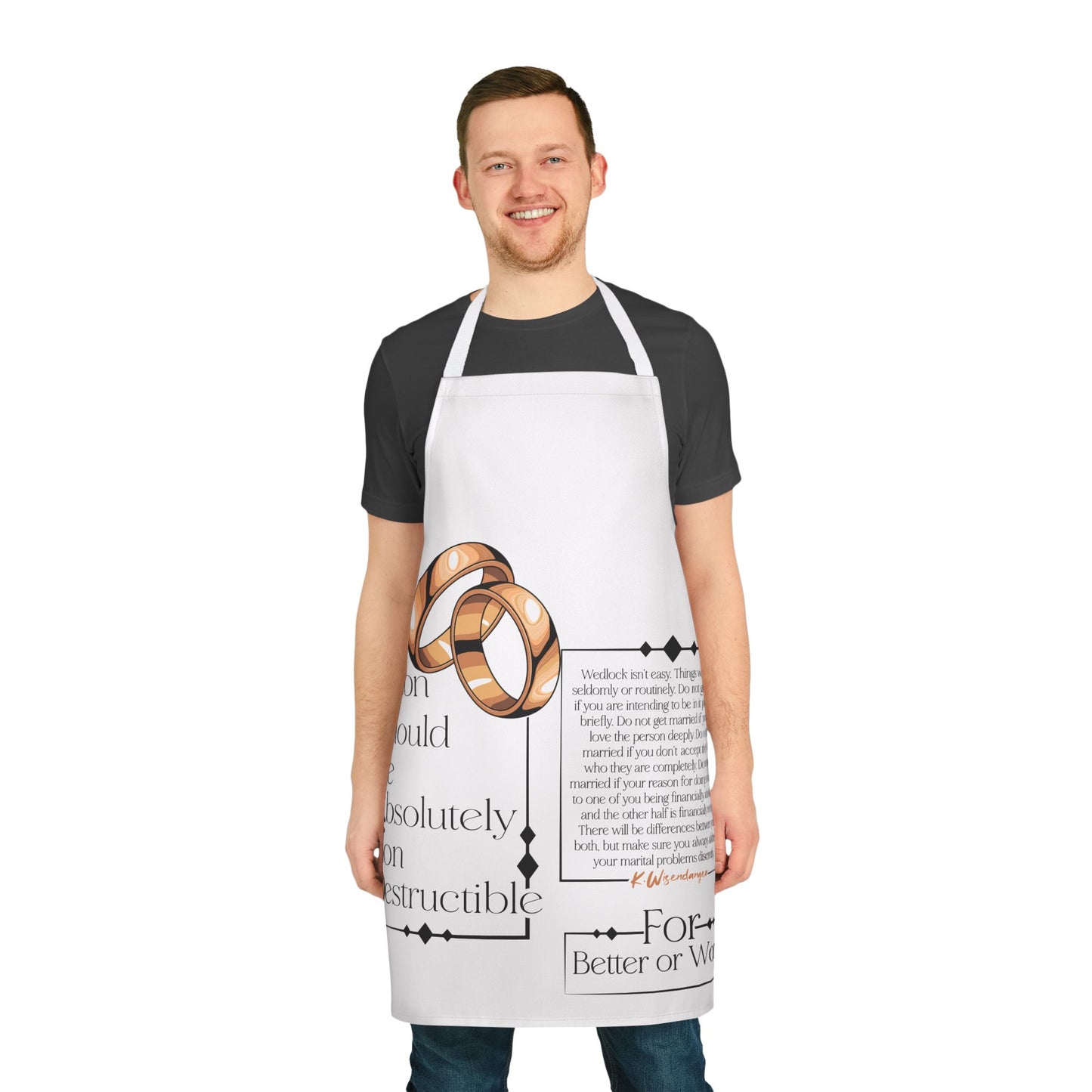 Premium Wedding Vows Apron — "His Union Should Be Absolutely Non Destructible" Decorative Cooking Apron