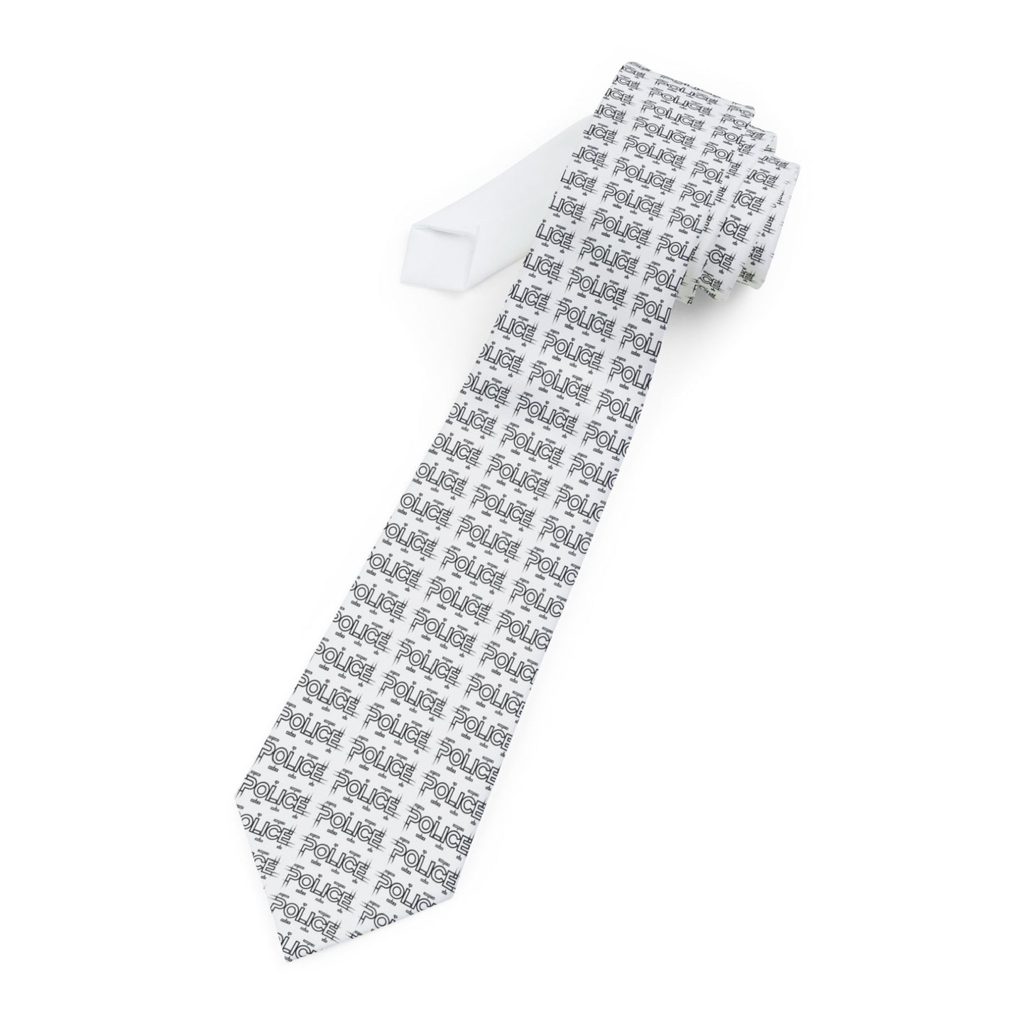 P.O.L.I.C.E. Stylish Gray Pattern Necktie, Formal Wear, Office Accessories, Wedding Guest Tie, Gift for Him