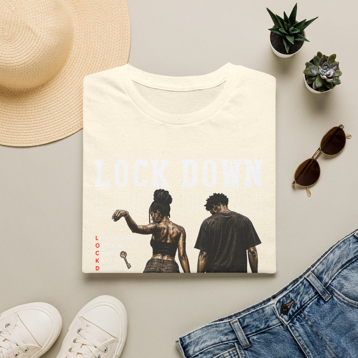 Lock Down Graphic T-Shirt — Holding Hands Street Art Design