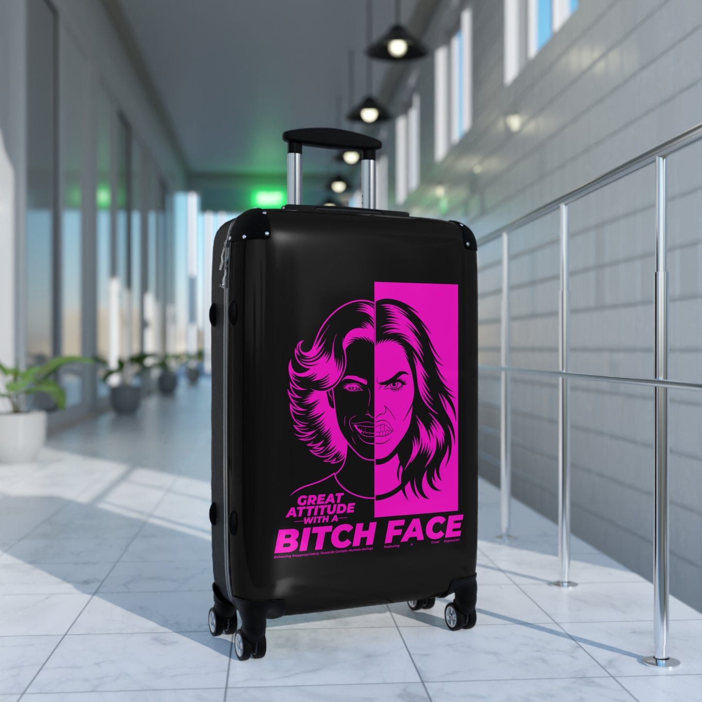 B.I.T.C.H. Face, Great Attitude Bitch Face Suitcase, Travel Bag, Fashionable Travel Gear, Unique Gift for Her