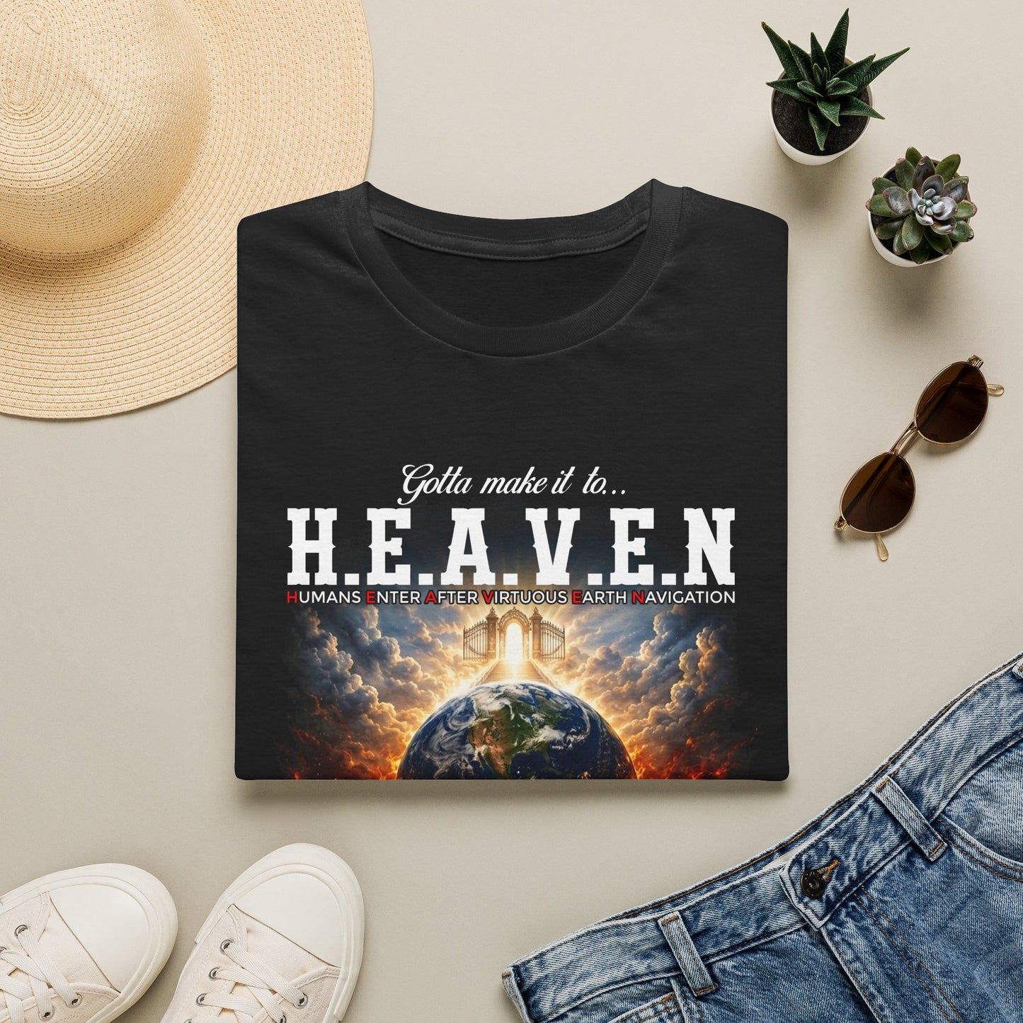 Heaven vs. Hell Graphic T-Shirt — 'Gotta Make It to Heaven' Earth Design