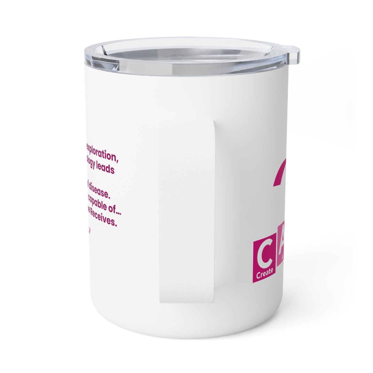 Inspirational Insulated Coffee Mug, Gift for Cancer Awareness, Pink Ribbon, Motivational Quotes, Tea Mug, Encouragement