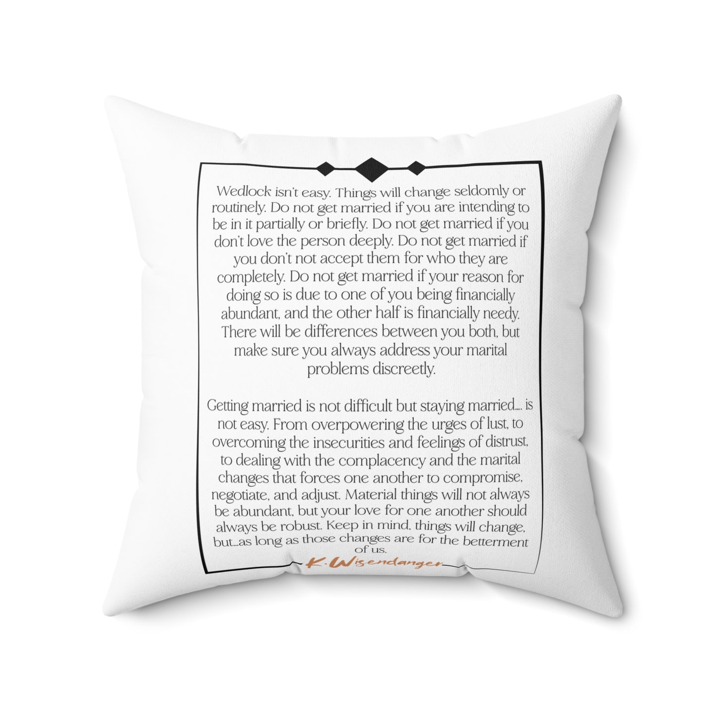 W.I.F.E. Romantic Wedding Pillow with Rings Design, Perfect Anniversary or Wedding Gift, Home Decor for Couples, Personalized Love Accent