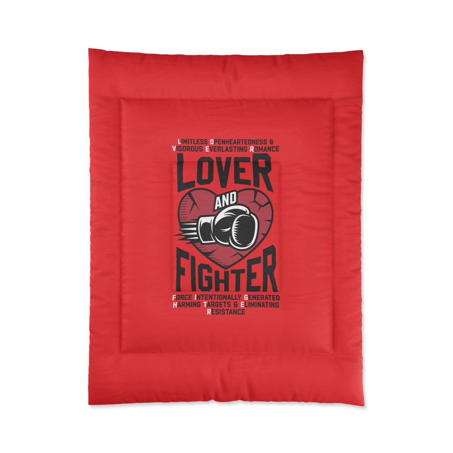 L.O.V.E.R. & F.I.G.H.T.E.R. Comforter - Bold Red Bedding for Fighters & Lovers, Bohemian Bedroom Decor, Gift for Couples, Romantic Home Accents, [...]