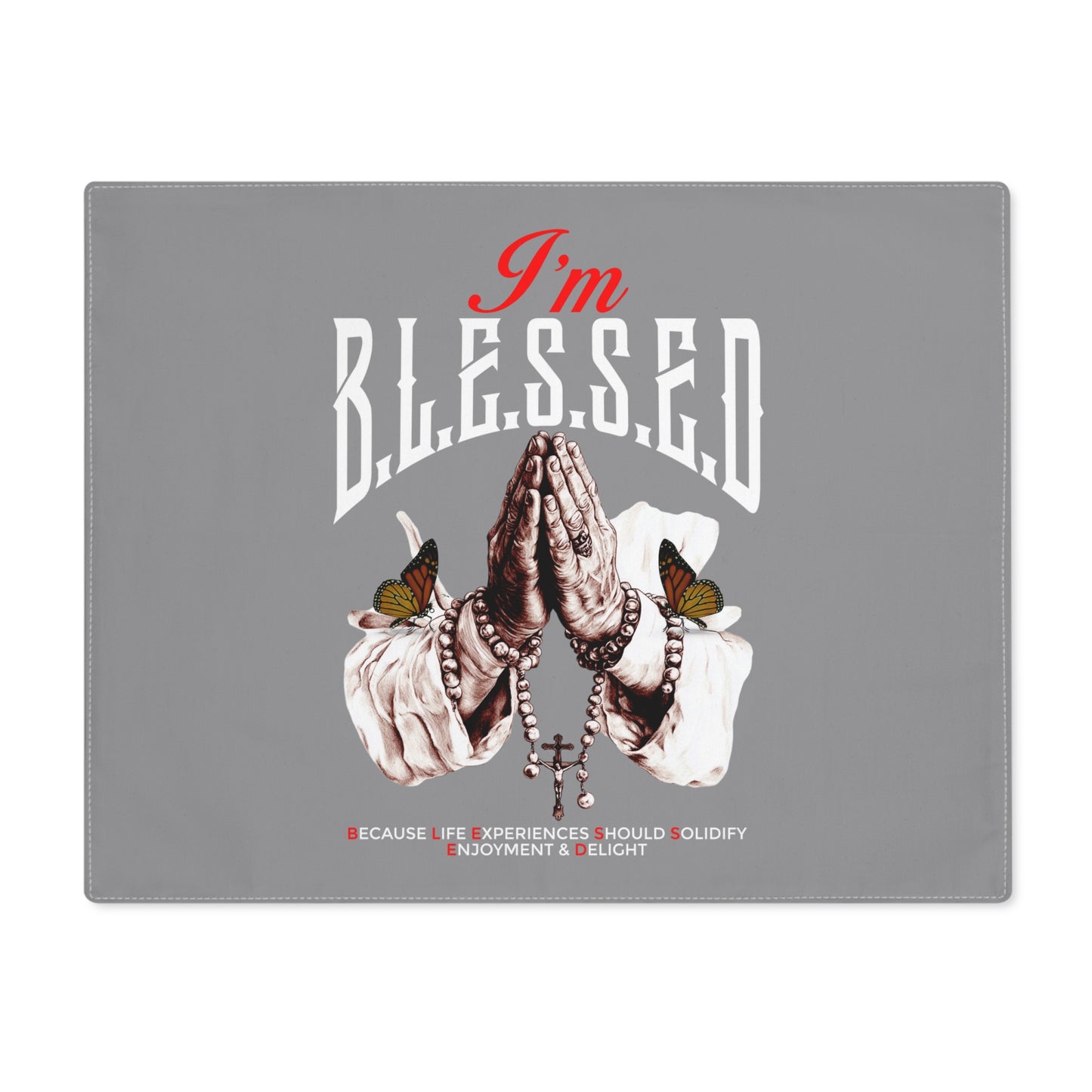 Placemat — "I'm Blessed" Praying Hands Rosary Decorative Table Placemat