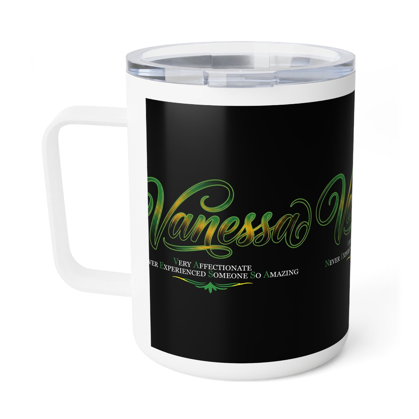 Vanessa Personalized 10oz Insulated Coffee Mug – Custom Name Travel Mug