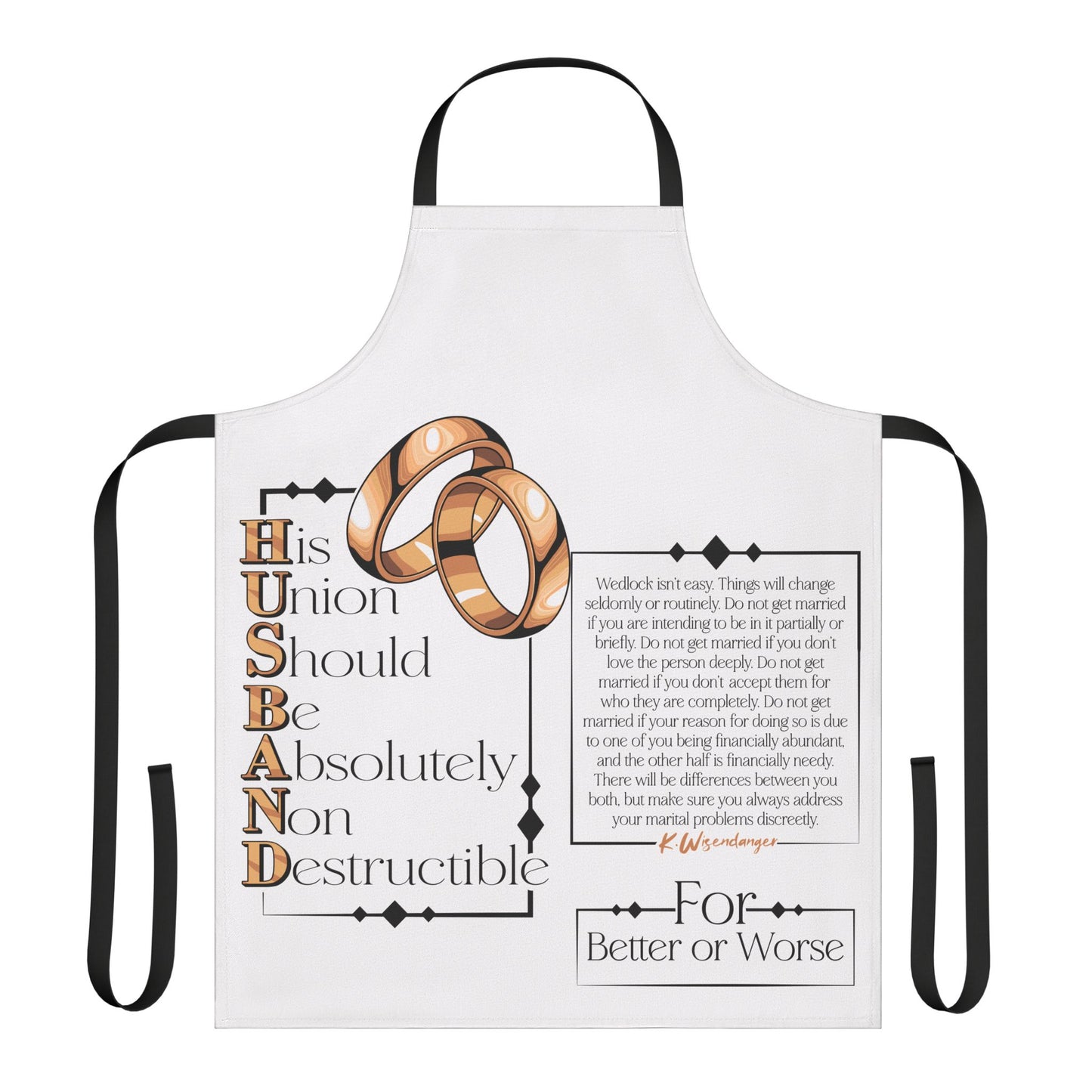 Premium Wedding Vows Apron — "His Union Should Be Absolutely Non Destructible" Decorative Cooking Apron