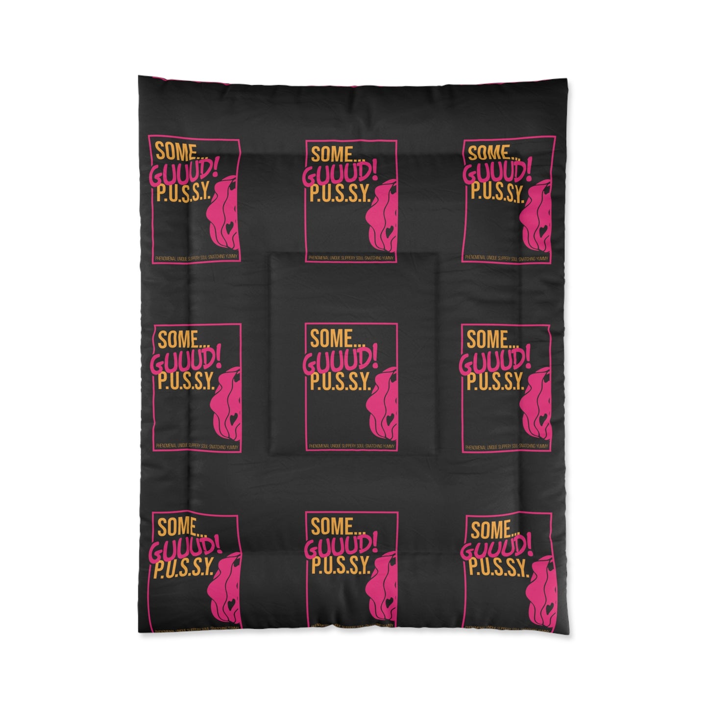 GUUUD PUSSY Graphic Comforter, Cozy Bedspread for Dorm Room, Modern Bedroom Decor, Gift for Her, Fun Home Accents