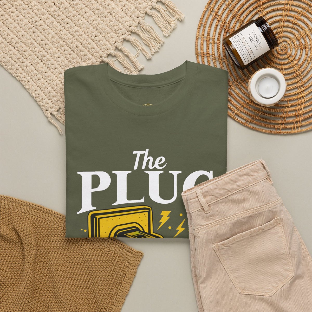 The Plug Graphic Tee — Retro Electric Plug Design