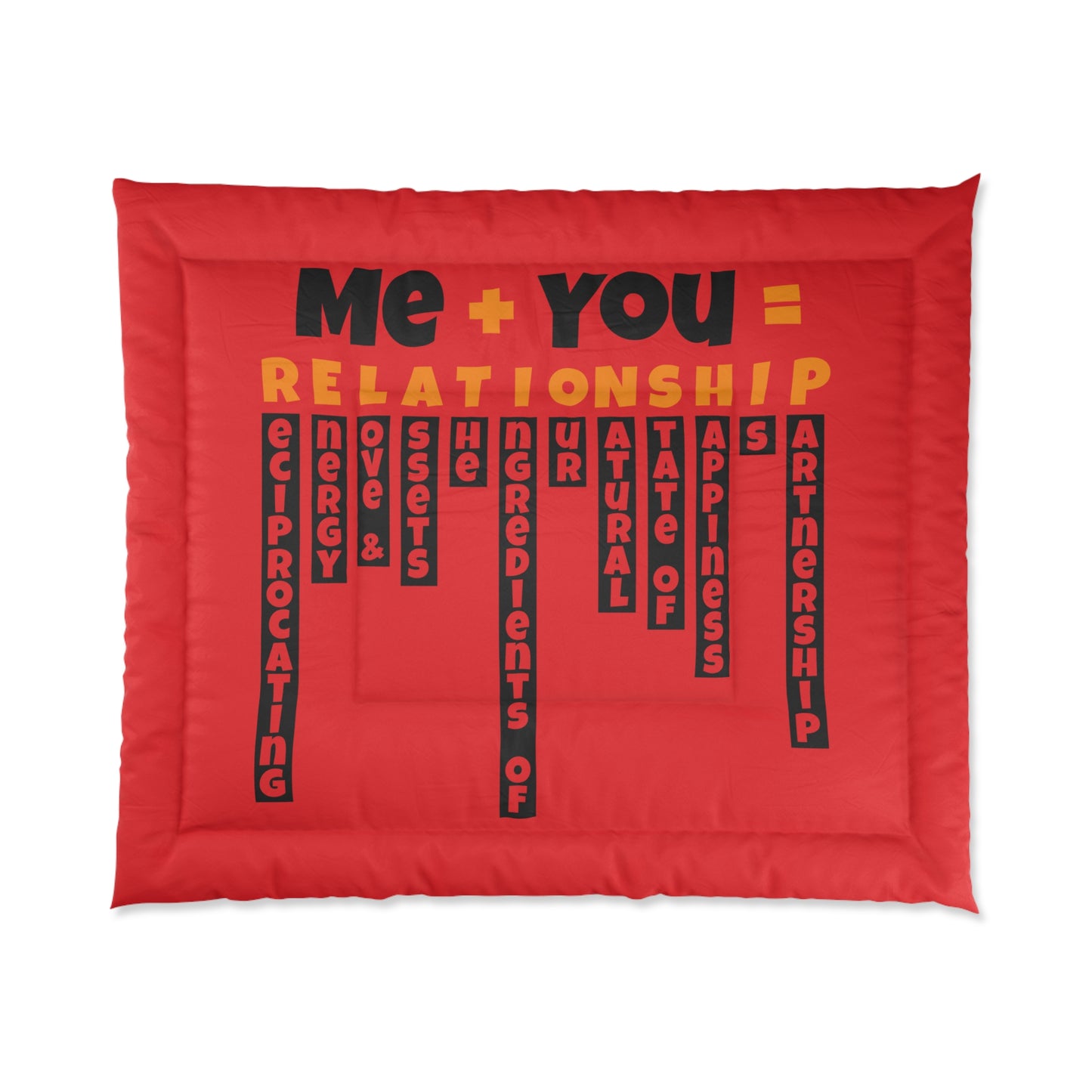 Love Equation Relationship Comforter, Cozy Bedroom Decor, Couples Gift, Valentine's Day Bedding, Relationship Quote Blanket