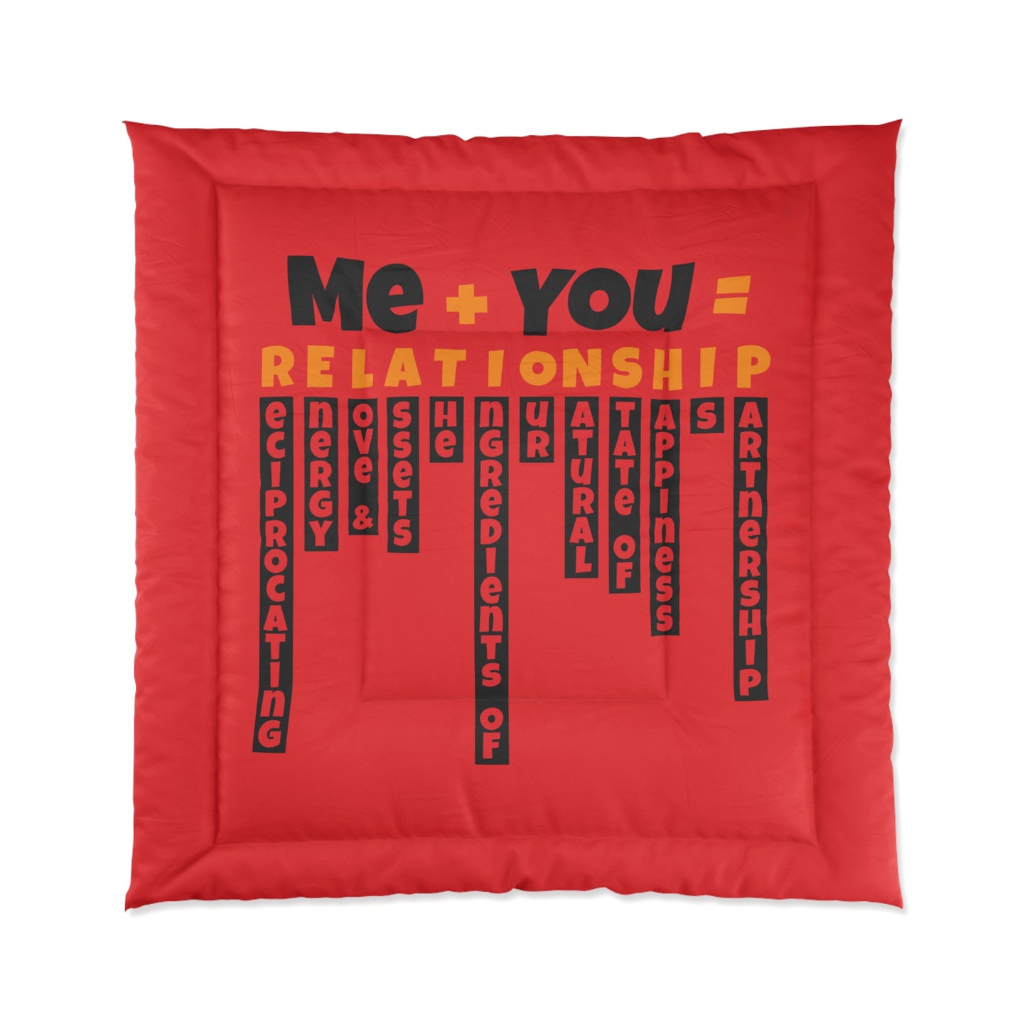 Love Equation Relationship Comforter, Cozy Bedroom Decor, Couples Gift, Valentine's Day Bedding, Relationship Quote Blanket