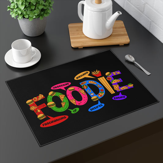 Foodie Placemat — Colorful Food-Themed Table Mat (“FOODIE” Graphic)