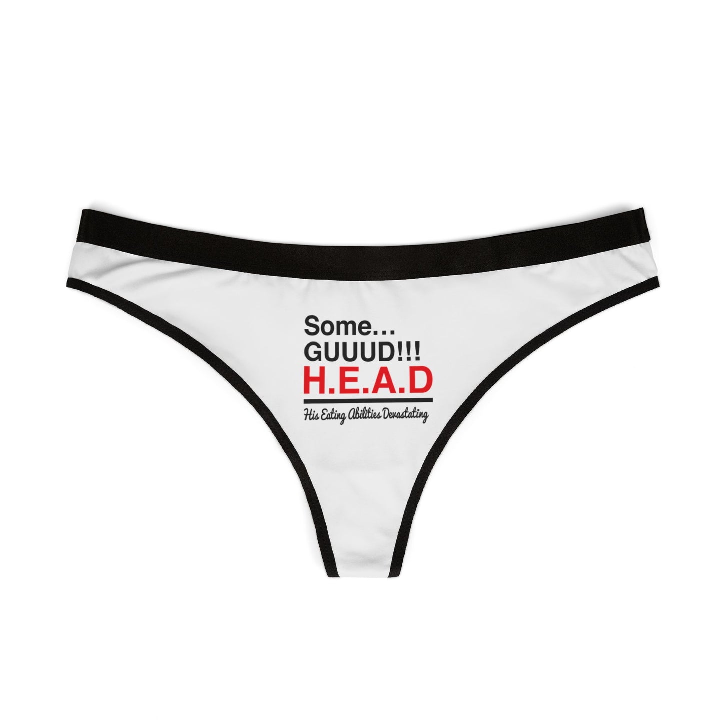 GUUUD! H.E.A.D. Playful Women's Thongs with Fun Text, Cheeky Lingerie Gift for Her, Comfortable Underwear for Everyday Wear, Birthday Gift, Cute Intimates