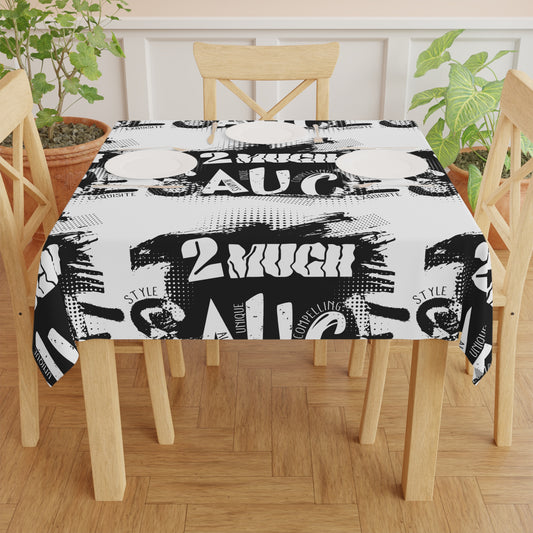 2 Much Sauce Black & White Graphic Tablecloth