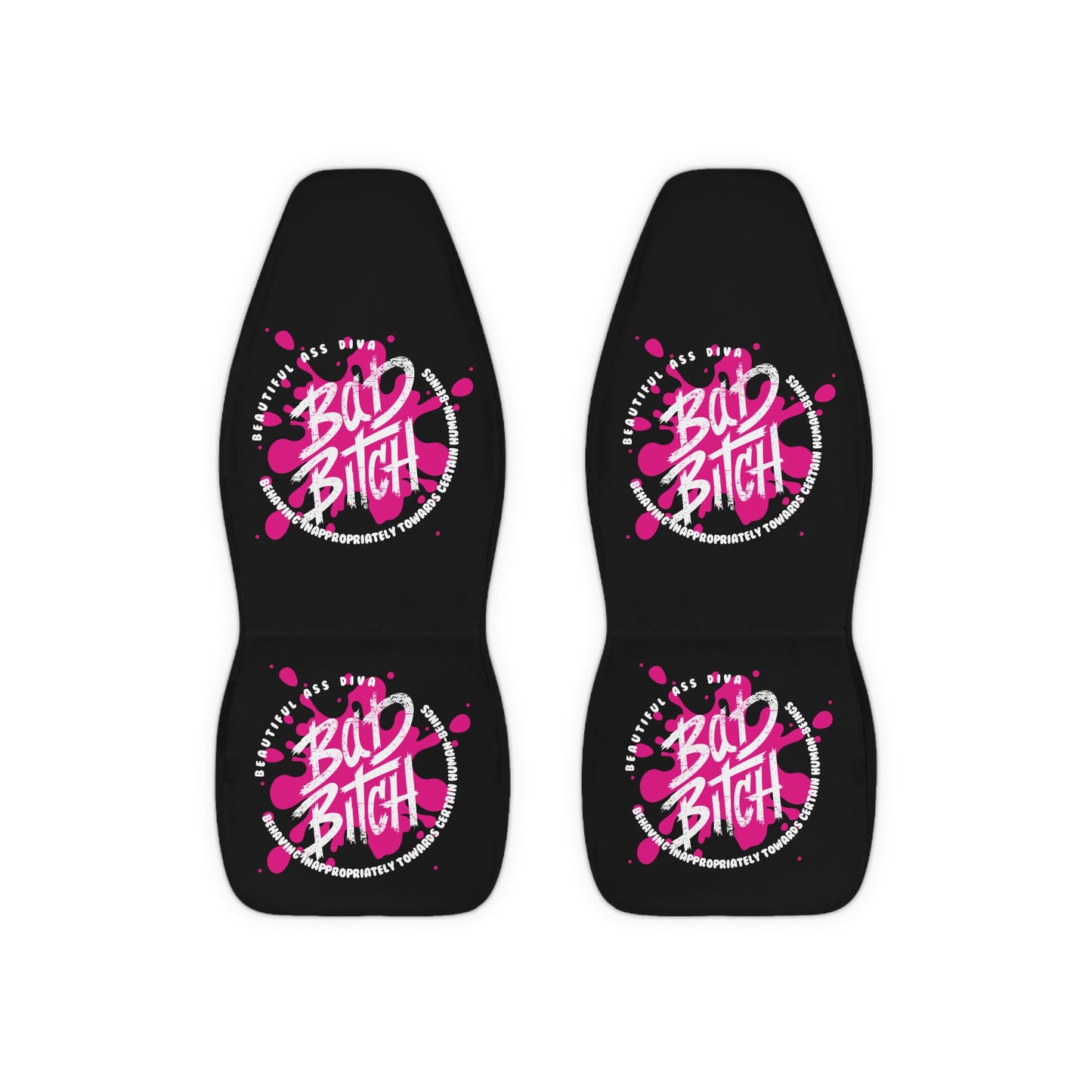 Car Seat Covers — "Bad Bitch" Pink Graffiti Graphic