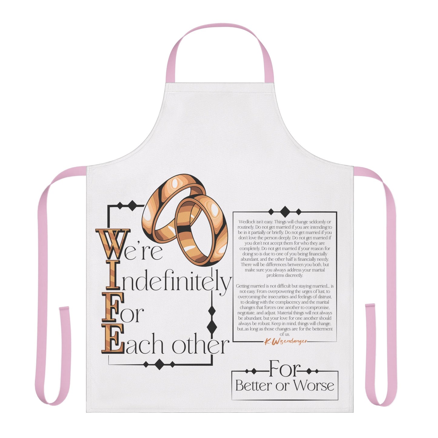 PREMIUM Wedding Vows Apron — “We're Indefinitely For Each Other” Chef Apron (Better or Worse)