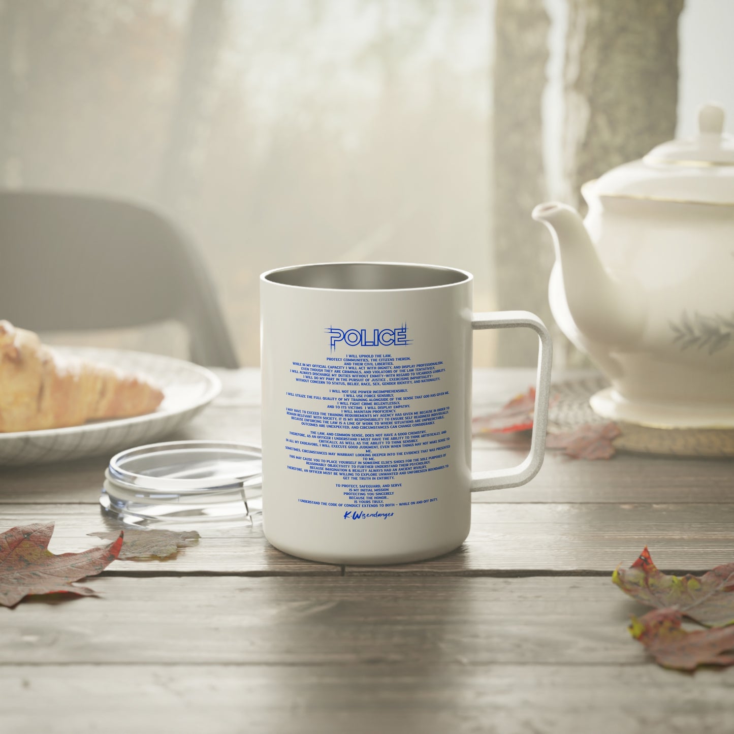 P.O.L.I.C.E. (Professional Officer of Law Improving Communities on Earth) Stylish Insulated Coffee Mug | Perfect for Law Enforcement