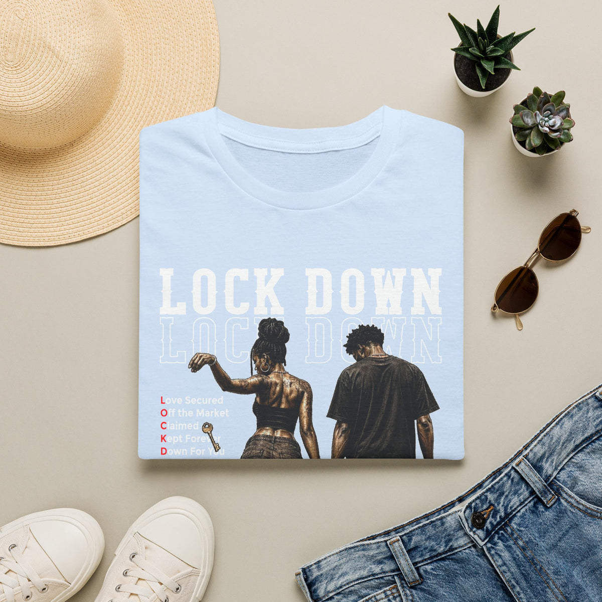 Lock Down Graphic T-Shirt — Holding Hands Street Art Design