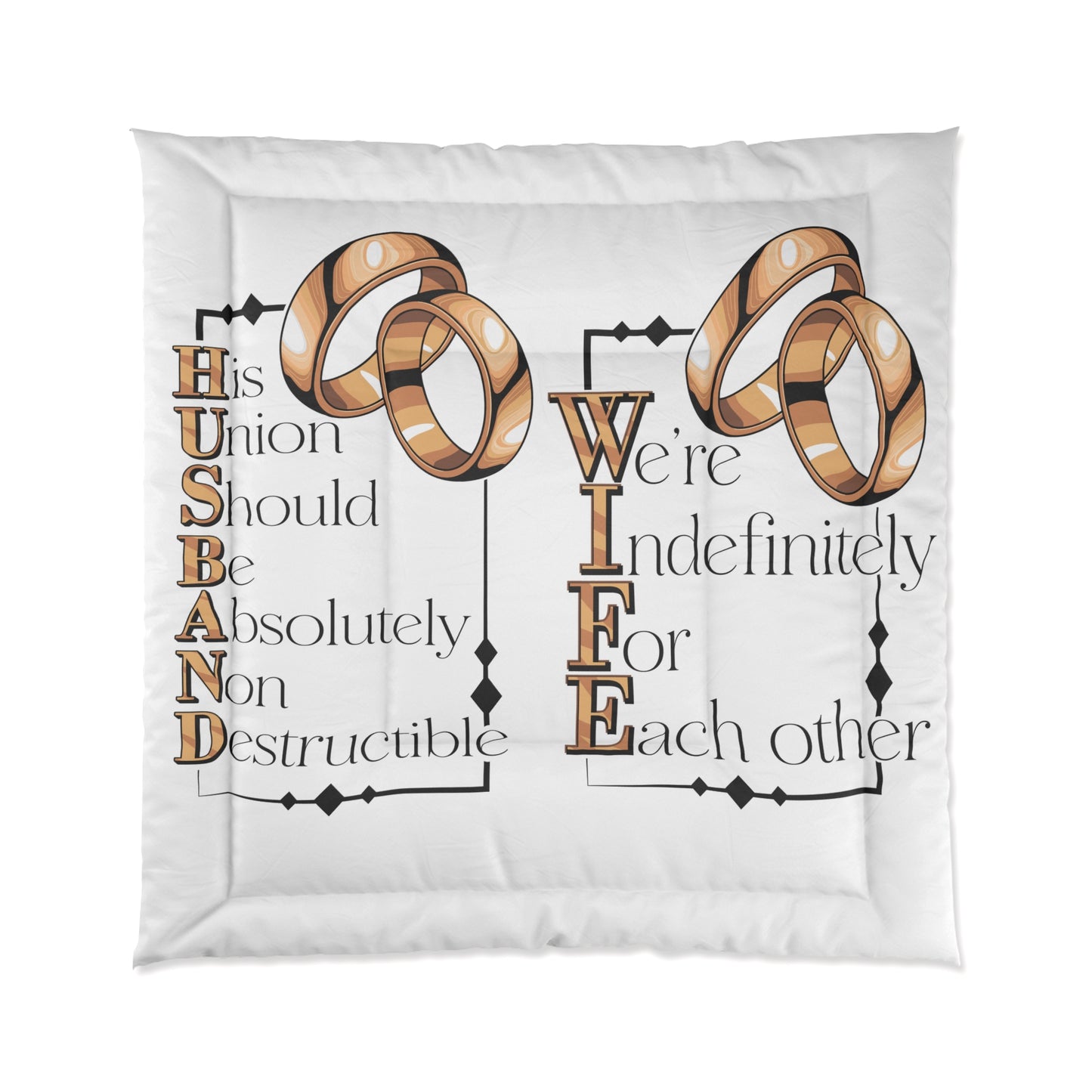 H.U.S.B.A.N.D. W.I.F.E. Elegant Couples Comforter - Perfect Wedding Gift, Cozy Bedroom Décor, Anniversary Celebration, Home & Living