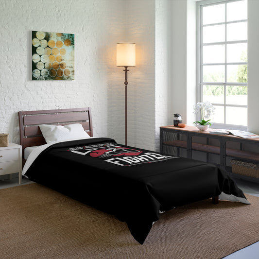 L.O.V.E.R. & F.I.G.H.T.E.R. Comforter | Motivational Bedding, Sports Themed Decor, Gift for Boxing Fans, Home Decor, Man Cave Essentials