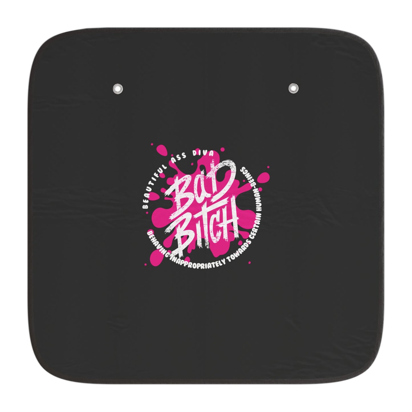 Car Sun Shade — "Bad Bitch" Bold Pink Graphic Windshield Protector