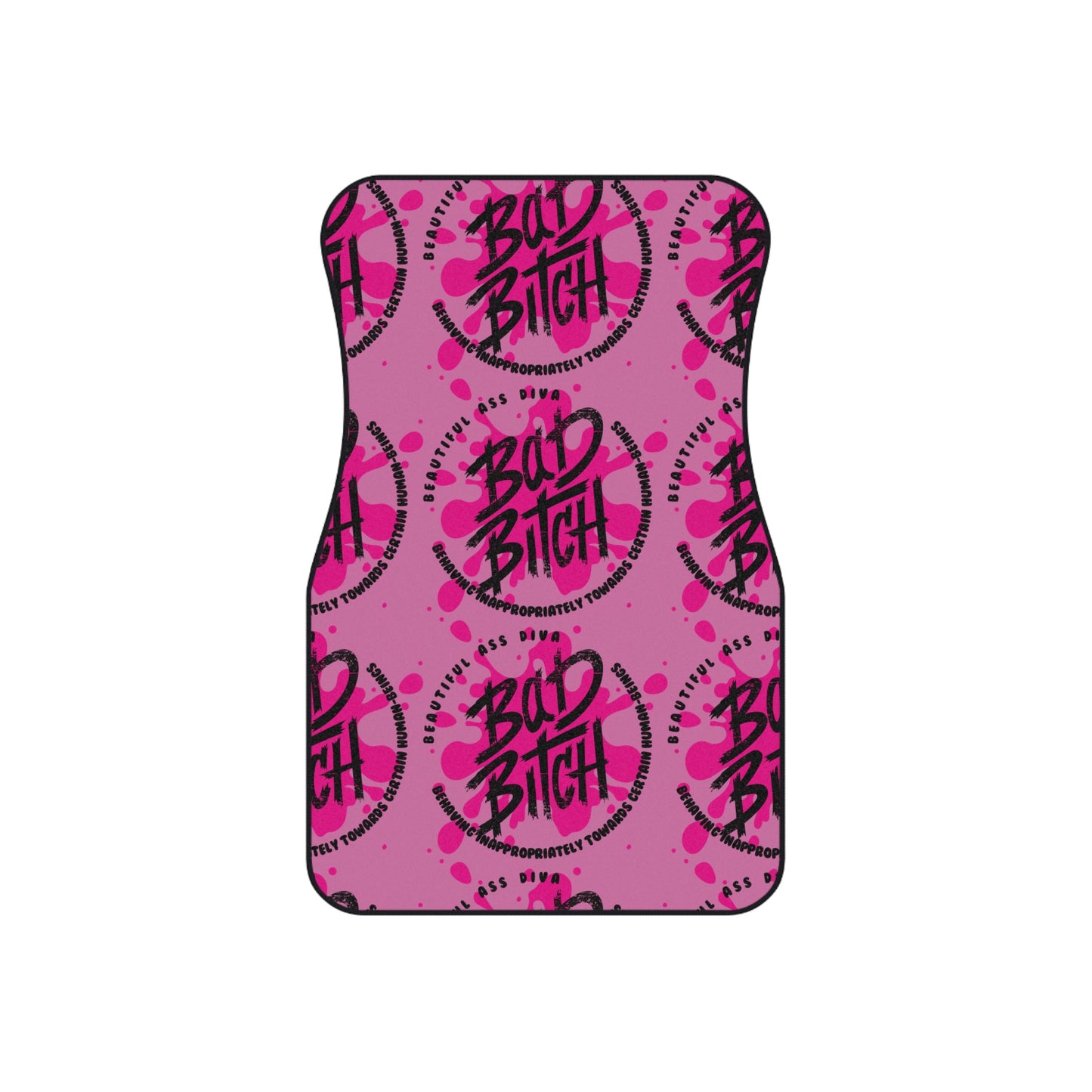 Car Mats — Pink "Bad Bitch" Patterned Front Floor Mats